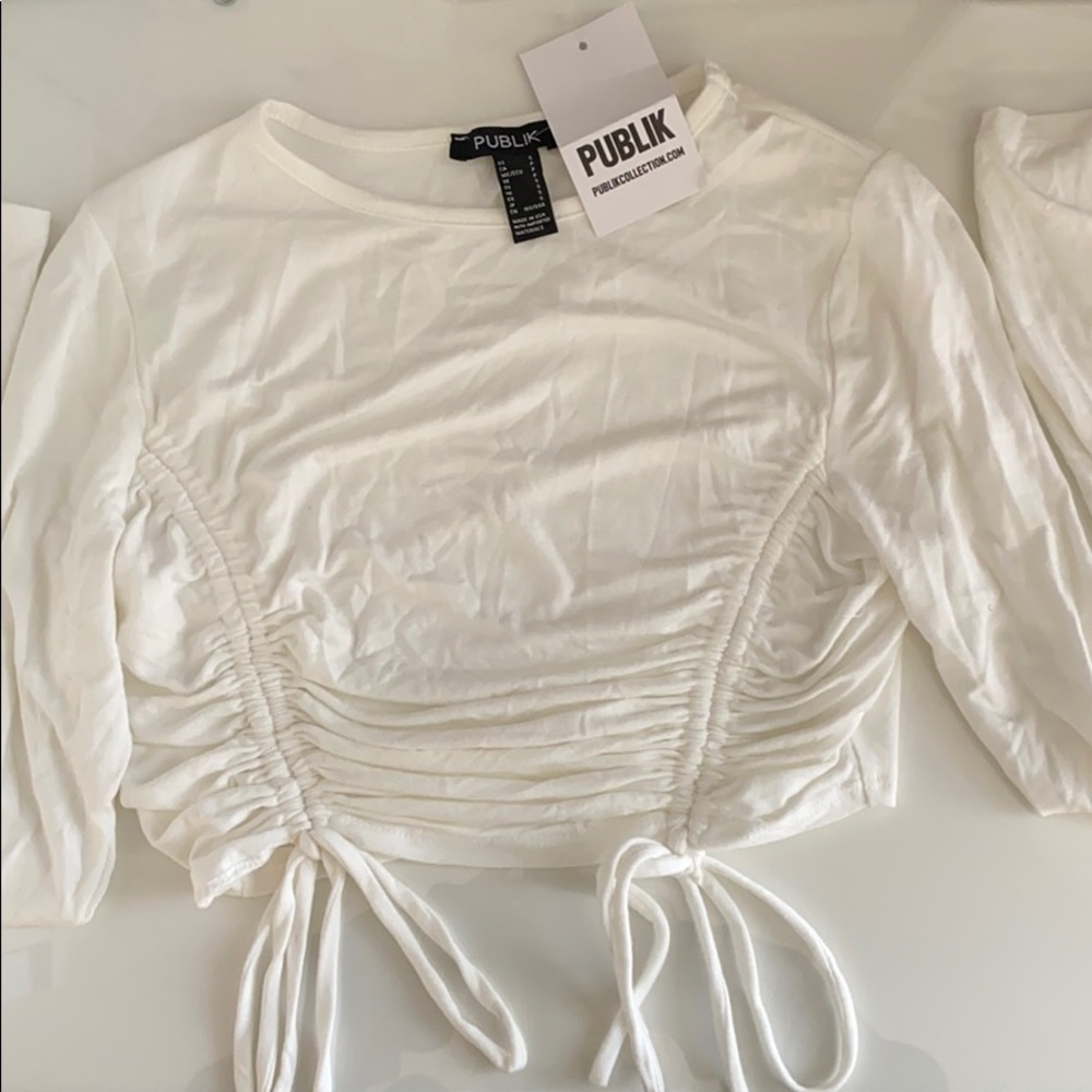 NWT never worn Publik cropped ruched long sleeve